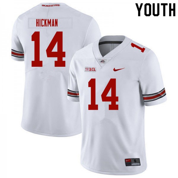Ohio State Buckeyes #14 Ronnie Hickman Youth Stitched Jersey White